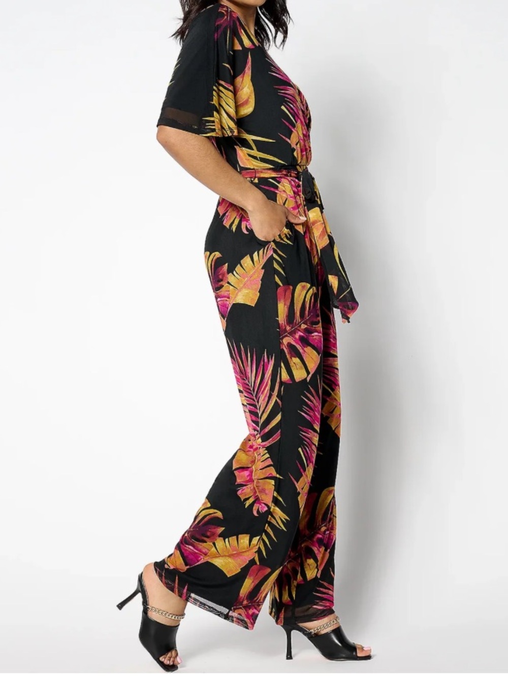 ATTITUDES BY RENEE Mesh Jumpsuit with Pockets